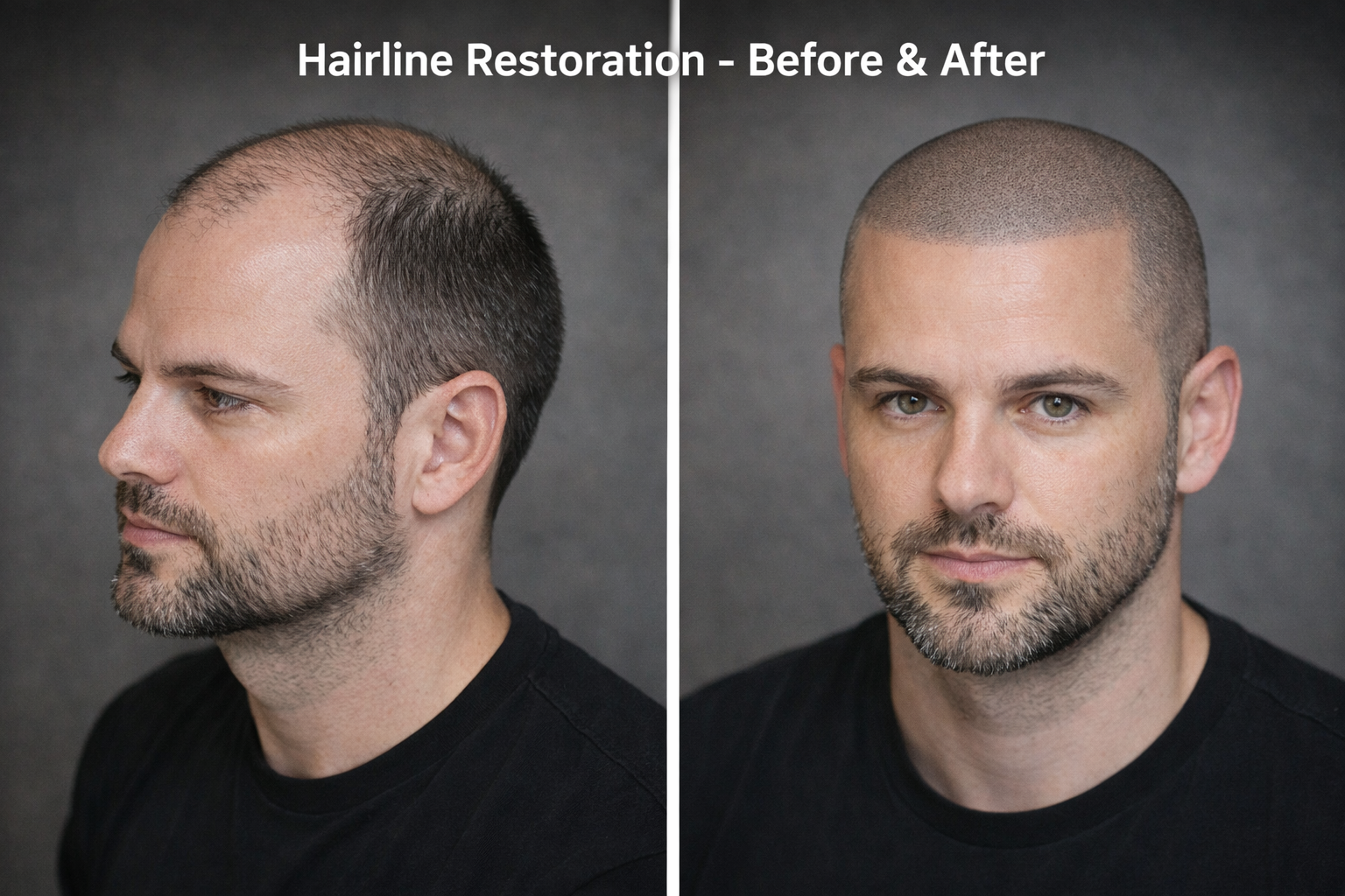Hairline restoration before and after scalp micropigmentation NMC SMP clinic